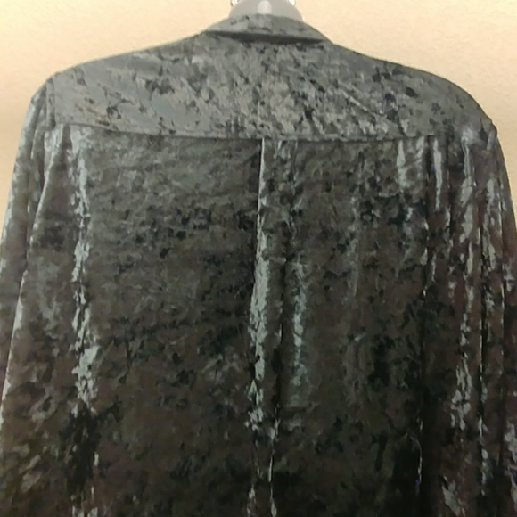 Investments Petites Slate Crushed Velvet L/S Top - Picture 6 of 8